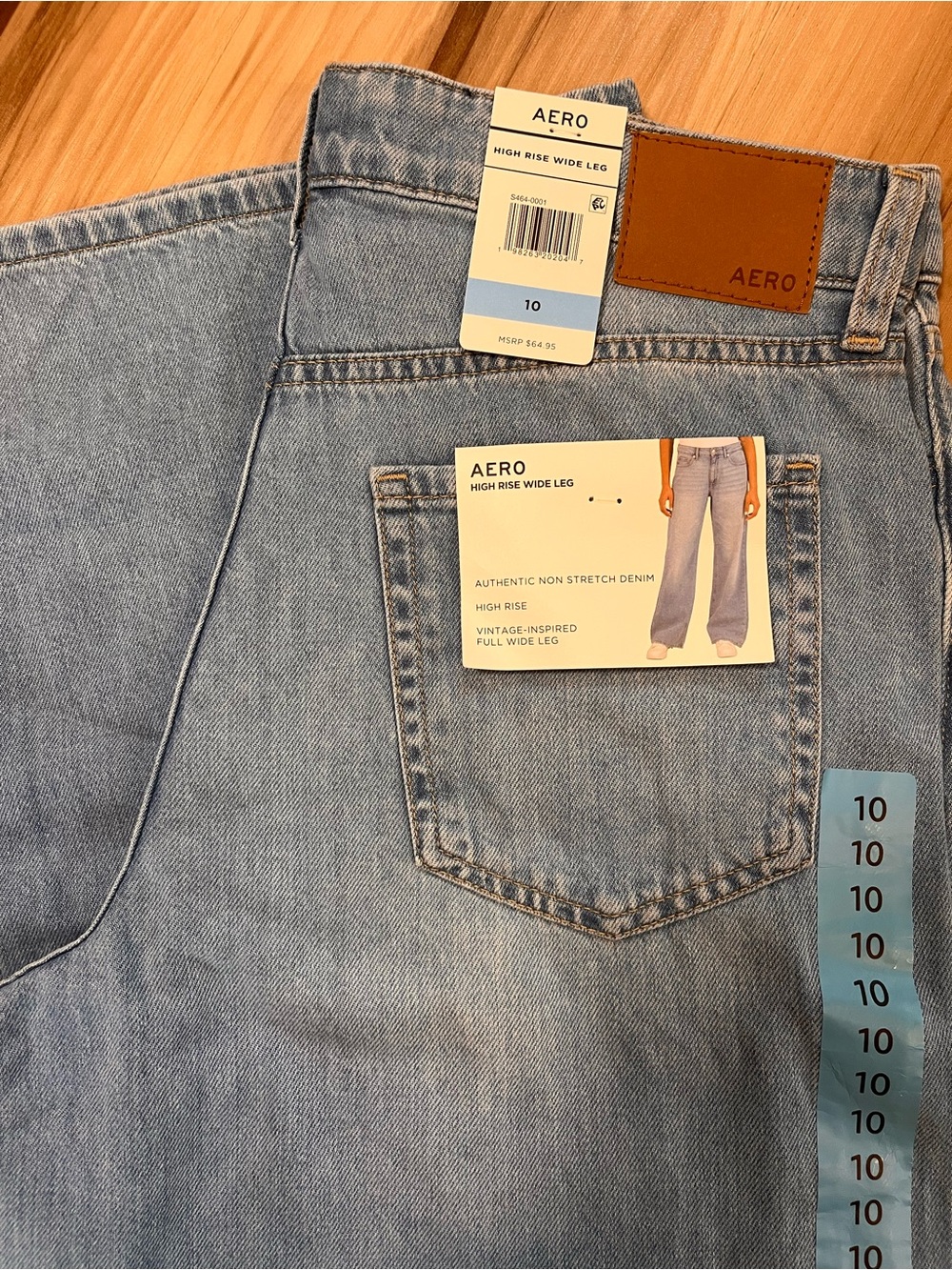 $65 New Aeropostale Aero Womens 10 (34”) High Rise Wide Leg Jeans Med Wash NWT